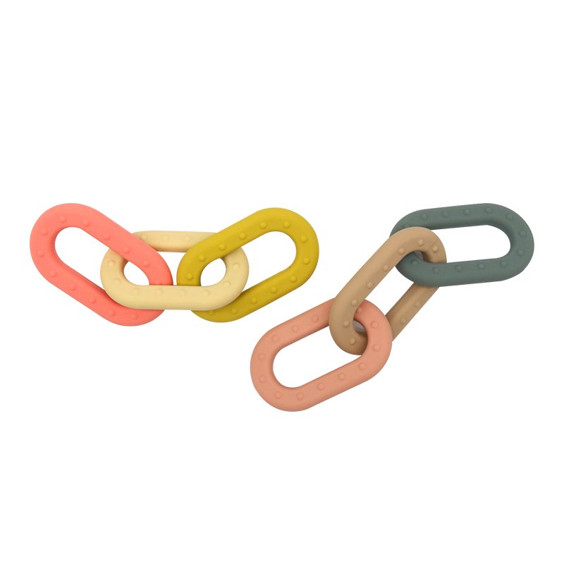 Food Grade Silicone Sensory Chew Teething Linking Rings Toys Silicone Baby Links Teether Toy