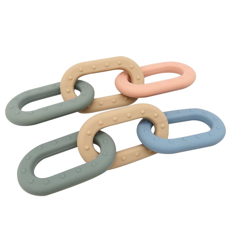 Food Grade Silicone Sensory Chew Teething Linking Rings Toys Silicone Baby Links Teether Toy