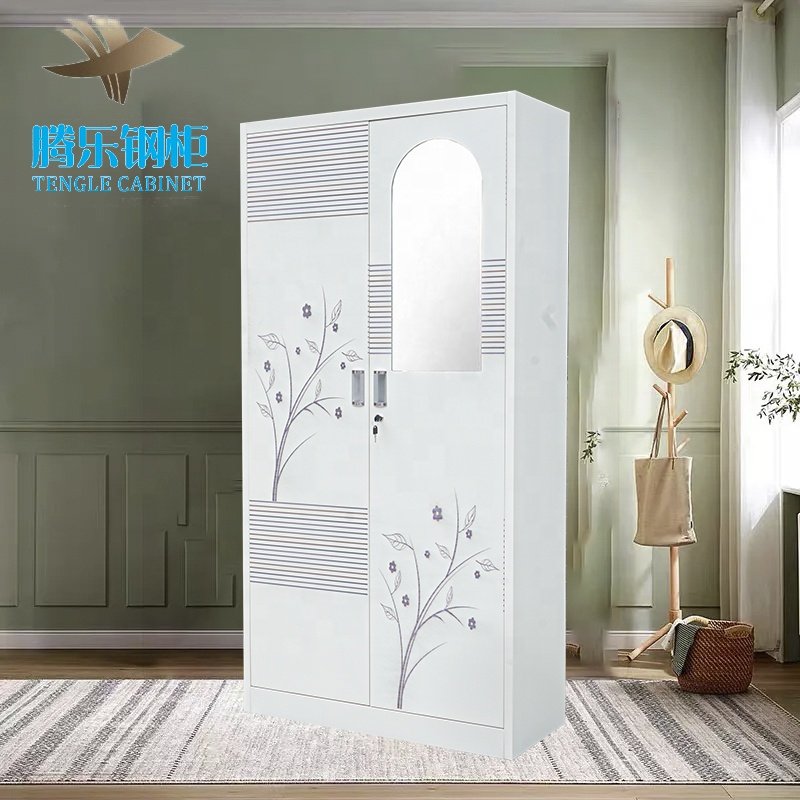 home furniture modern cheap muebles para el hogar 2 Door Swing Door Bedroom Storage Cupboard wardrobe for kids Steel Wardrobe