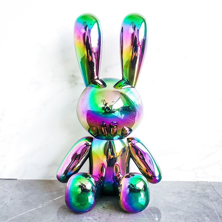 2021 Luxury Home Decor Accessories Shiny Conejos En Resina Hotel Living Room Interior Decoration Plating Art Sculpture Rabbit