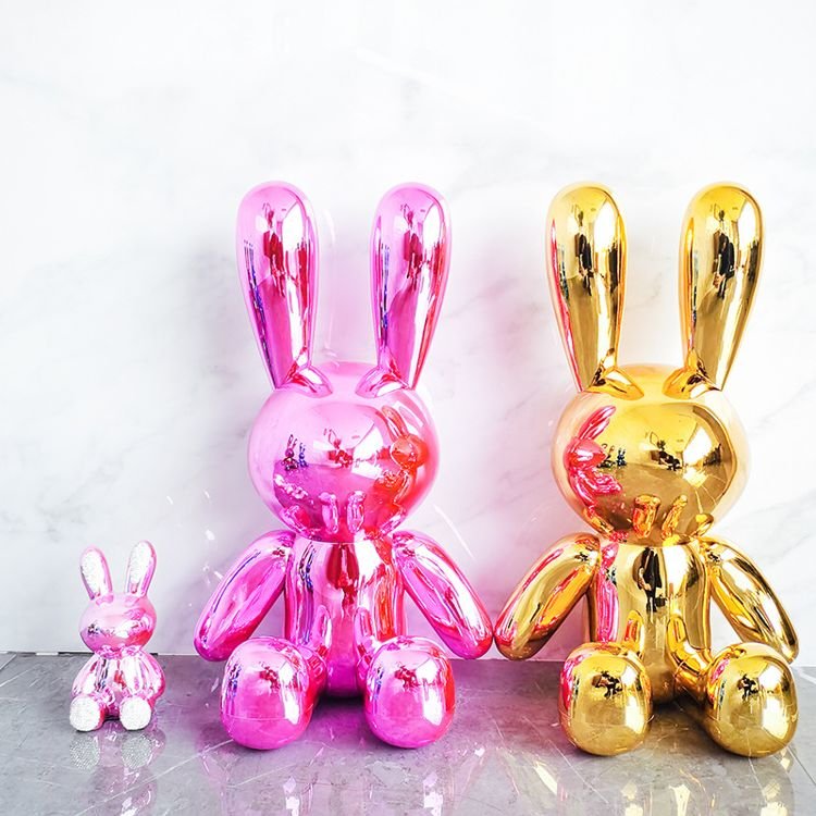 2021 Luxury Home Decor Accessories Shiny Conejos En Resina Hotel Living Room Interior Decoration Plating Art Sculpture Rabbit