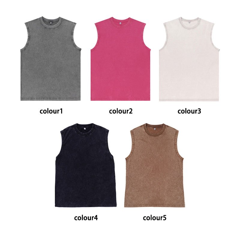 Wholesale Men Cotton Plain Tank Top Sleeveless Fitness Tank Tops Vest Gym For Men Acid Wash Vintage plus size men's t-shirts