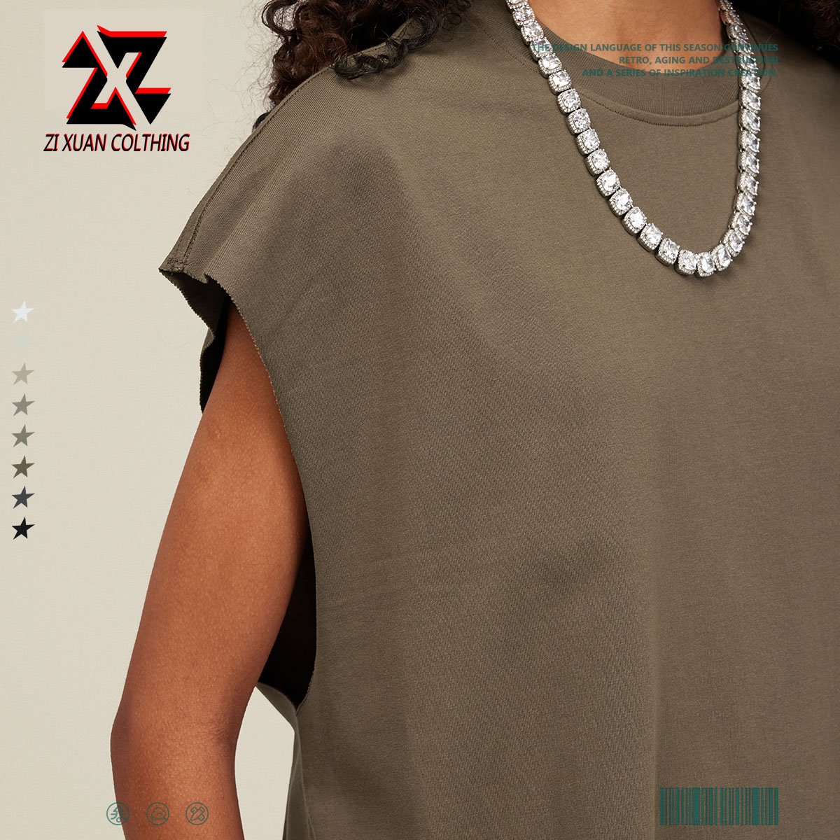 2024 Summer loose edge premium Men's and women's Tank Top sleeveless t-shirt vintage wash design style print