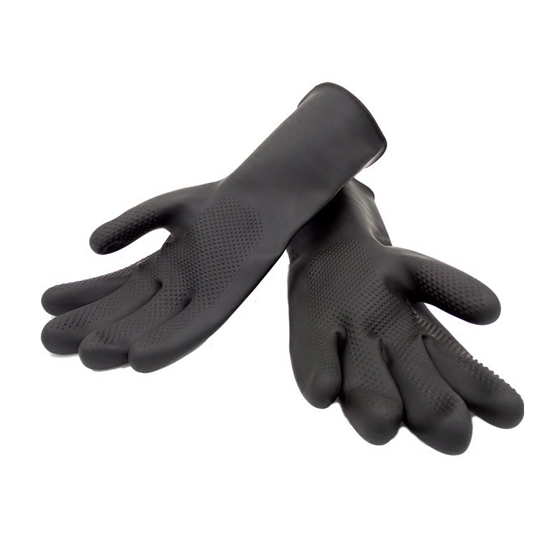 Black Rubber heavy duty dirty work hand latex Industrial gloves