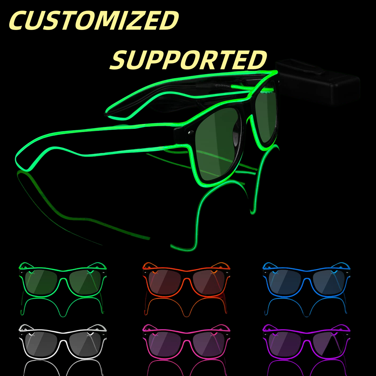 Voice Control Version Adult Role Play Party Sunglasses EL Wire LED Luminous Shutter Glasses