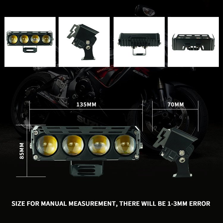 HJG Waterproof 48v Motorbike Fog Headlamp Headlight Mini Driving Led Lights dual colors white amber For Motorcycle Truck