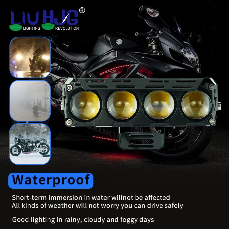HJG Waterproof 48v Motorbike Fog Headlamp Headlight Mini Driving Led Lights dual colors white amber For Motorcycle Truck