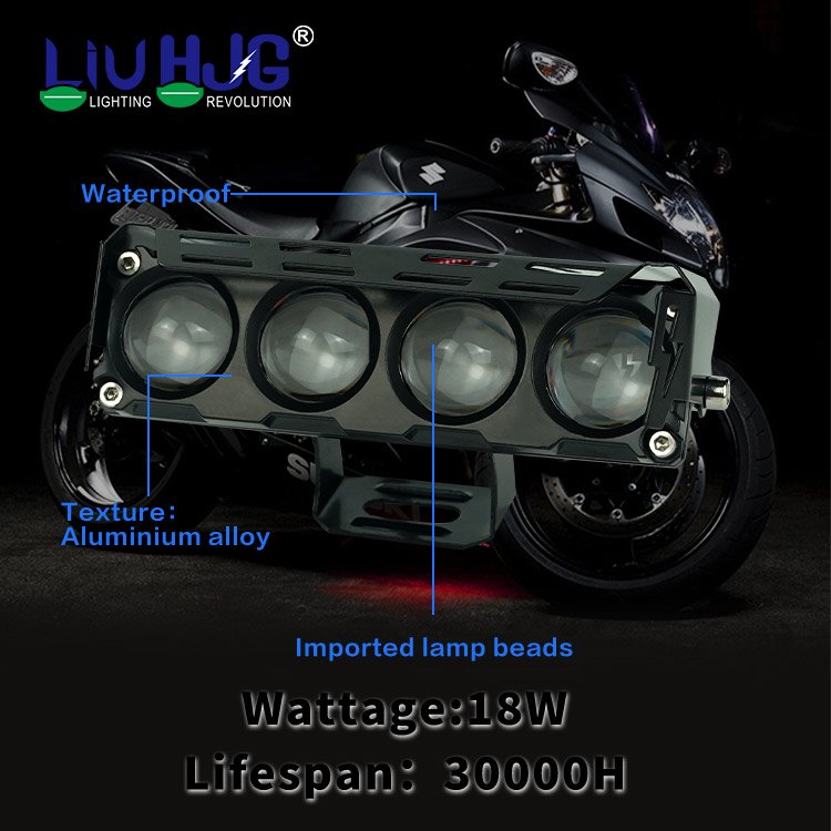 HJG Waterproof 48v Motorbike Fog Headlamp Headlight Mini Driving Led Lights dual colors white amber For Motorcycle Truck