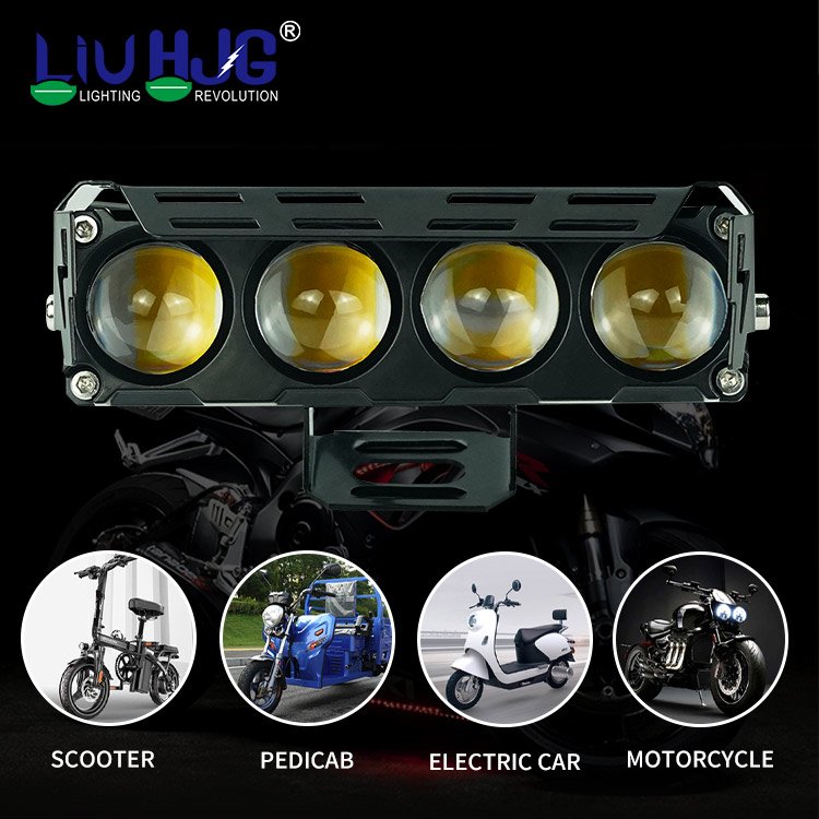 HJG Waterproof 48v Motorbike Fog Headlamp Headlight Mini Driving Led Lights dual colors white amber For Motorcycle Truck