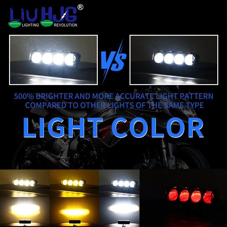 HJG Waterproof 48v Motorbike Fog Headlamp Headlight Mini Driving Led Lights dual colors white amber For Motorcycle Truck