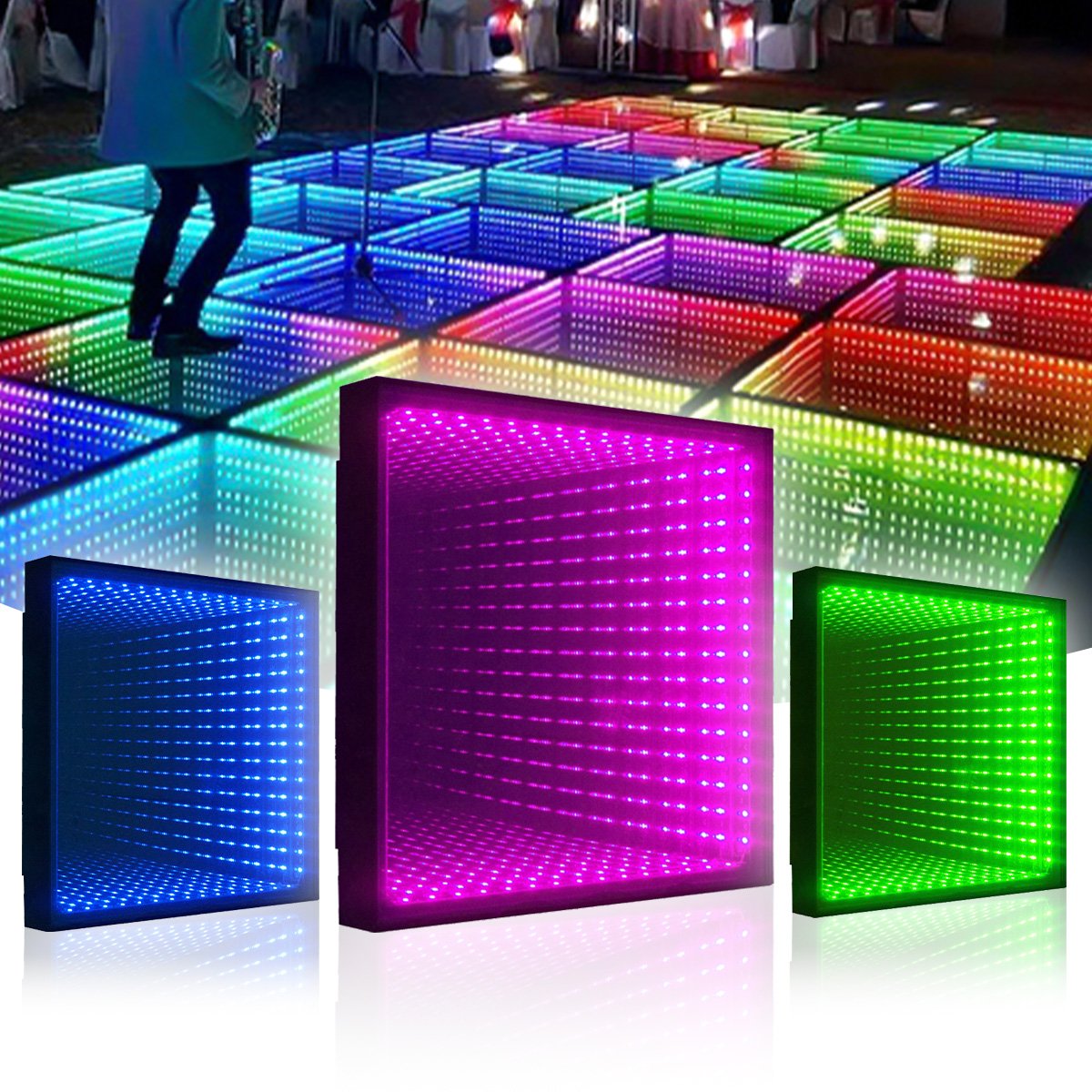 Tempered Glass Panel Lighted Magnetic 3D Led Dance Floor Light For Disco Wedding Party
