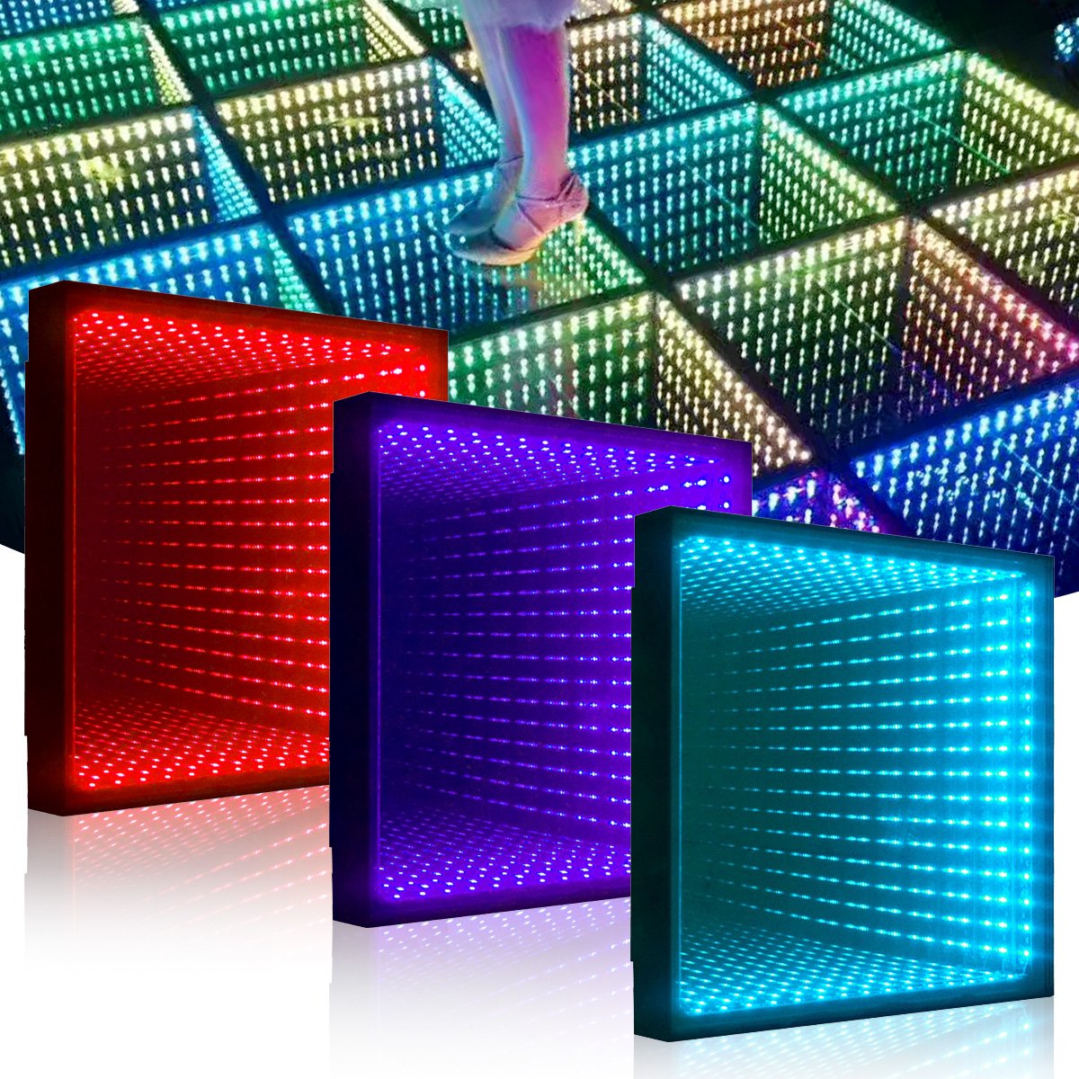 Tempered Glass Panel Lighted Magnetic 3D Led Dance Floor Light For Disco Wedding Party