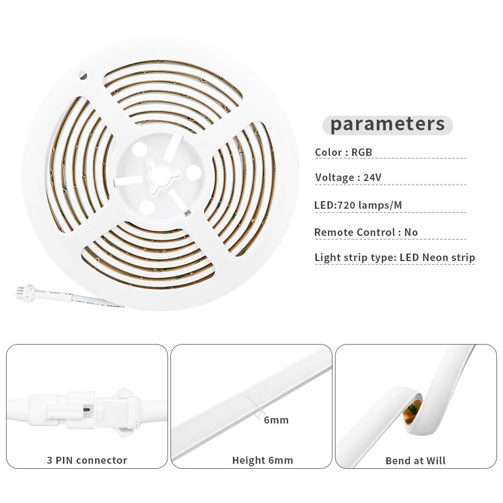 WS2811 COB 720Leds/m Addressable RGBIC Neon LED Strip Smart Dream Color Flexible LED Light Bar IP68 Waterproof