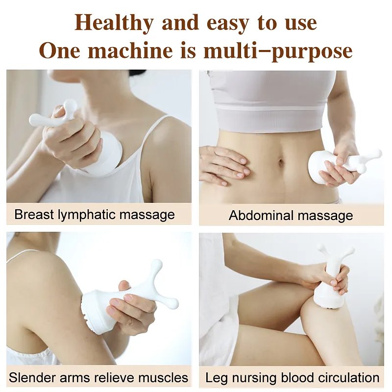 Ceramic Electric Meridians Brush Whole Body Lymphatic Dredge Massager Heat Function Shoulder Back Leg Vibration Pain Relief