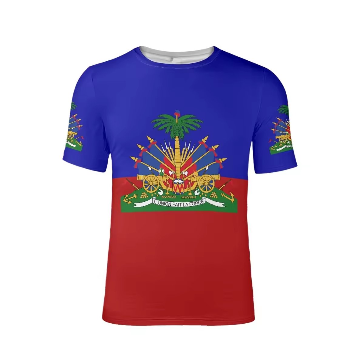 custom logo full body sublimation gym sport summer t-shirts full print t shirts for t-shirt haitian flag tshirts