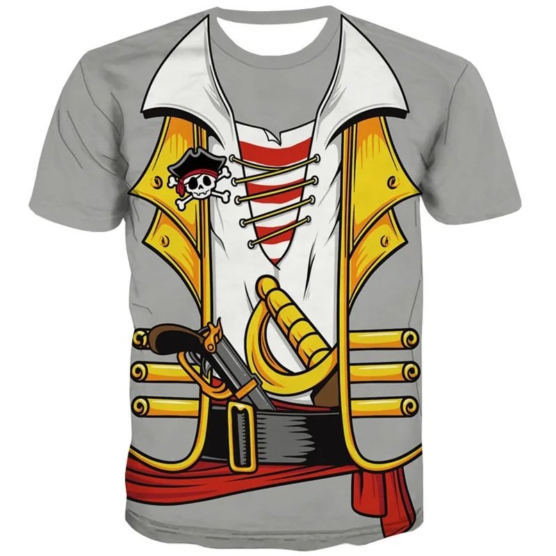 Summer 3D printed pirate clothing pattern Men's T-shirt Novelty fun Streetwear Oversized T-shirt Streetwear