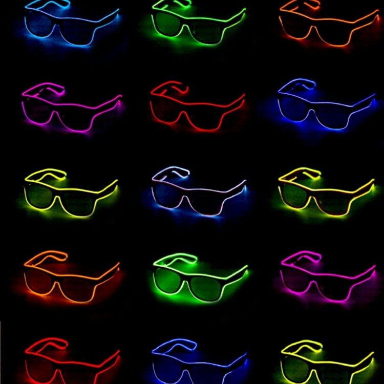 Cheap Led Neon EL Wire LED Flashing Glasses Light Up Glasses Cold Light Luminous Club Concert Party Glasses