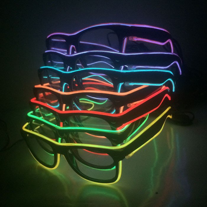 Cheap Led Neon EL Wire LED Flashing Glasses Light Up Glasses Cold Light Luminous Club Concert Party Glasses