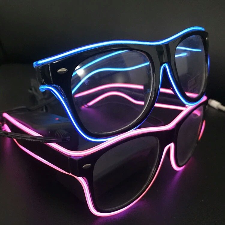 Cheap Led Neon EL Wire LED Flashing Glasses Light Up Glasses Cold Light Luminous Club Concert Party Glasses