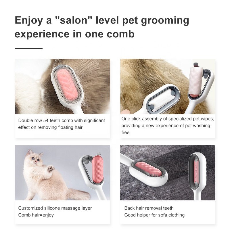 New 4 in 1 Pet Beauty Massage Brush Cat Hair Remover Shedding Multi-functional Self Cleaning Dog Hair Grooming Comb Limpieza del