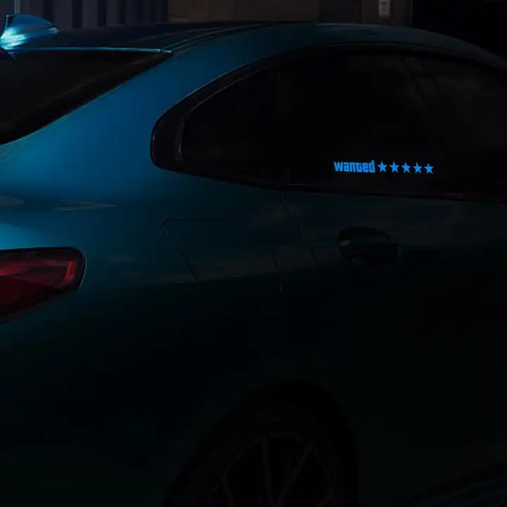 Direct sales led luminous car stickers wanted five-pointed star el cold light car stickers car window luminous decoration