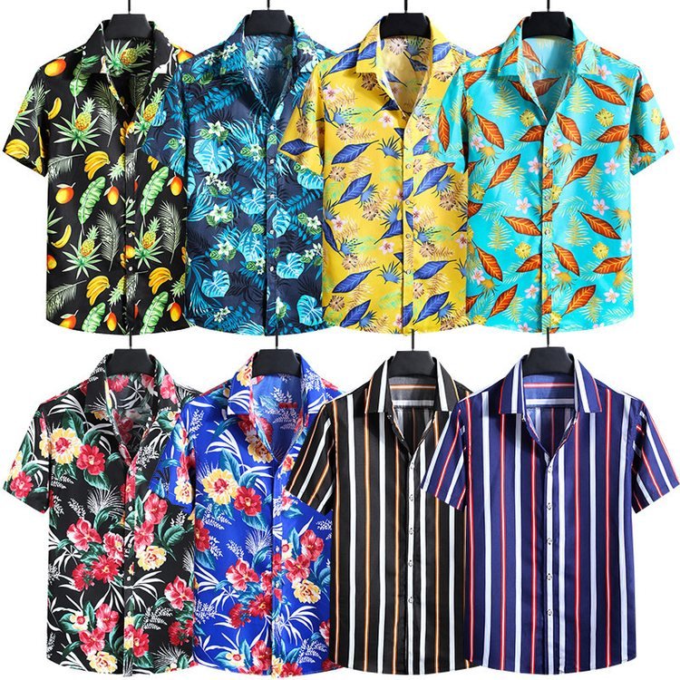 Custom Summer Hawaii Tshirts Fiesta Camisa Hawaiana Algodon Para Hombre Chemise Hawaienne Aloha Beach Mens Tropical Casual Shirt