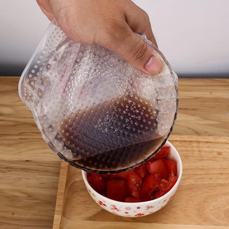 Hot Sale Silicone Seal Food Fresh Keeping Wrap Reusable Stretch Food Storage Cover Cling Film 5pcs/set For Kitchen