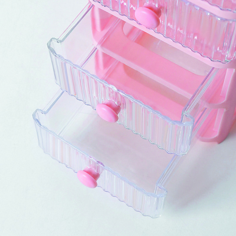 2 Tiers Clear Tabletop Stationery Small Storage Drawer Small Parts Plastic Desktop Storage Box