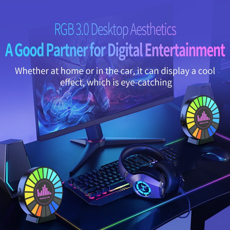 RGB Car Music Rhythm Lamp Voice Controlled Synchronized Rhythm Light EL Products Aromatherapy Air Freshener with Magnetic Pickup