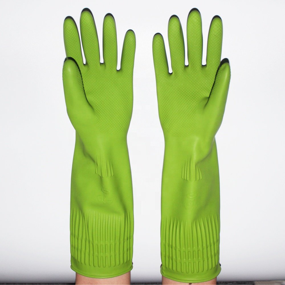 Guante de latex de goma para el hogar Guantes domesticos de manga larga para jardineria y limpieza