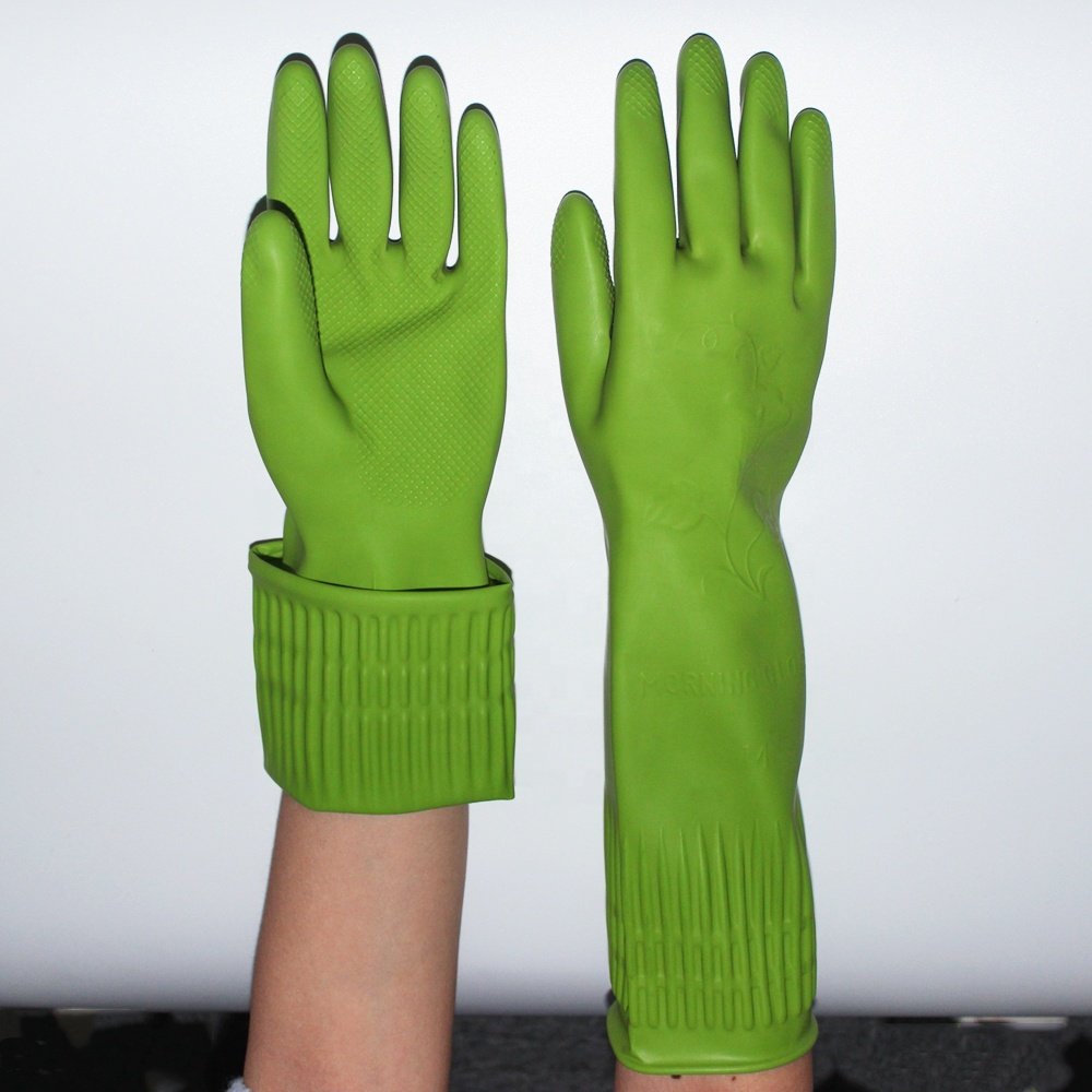 Guante de latex de goma para el hogar Guantes domesticos de manga larga para jardineria y limpieza