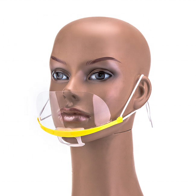Transparent hygienic open face mask for food service, hospitality and retail