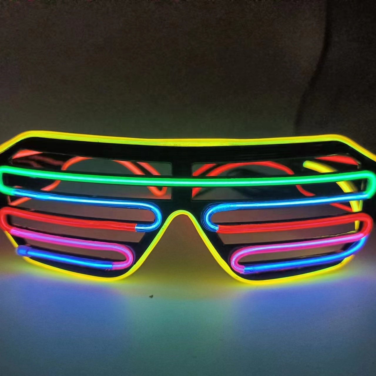 New design light up flashing neon light el shutter glasses, glowing cold light led glasses for costumes party rave