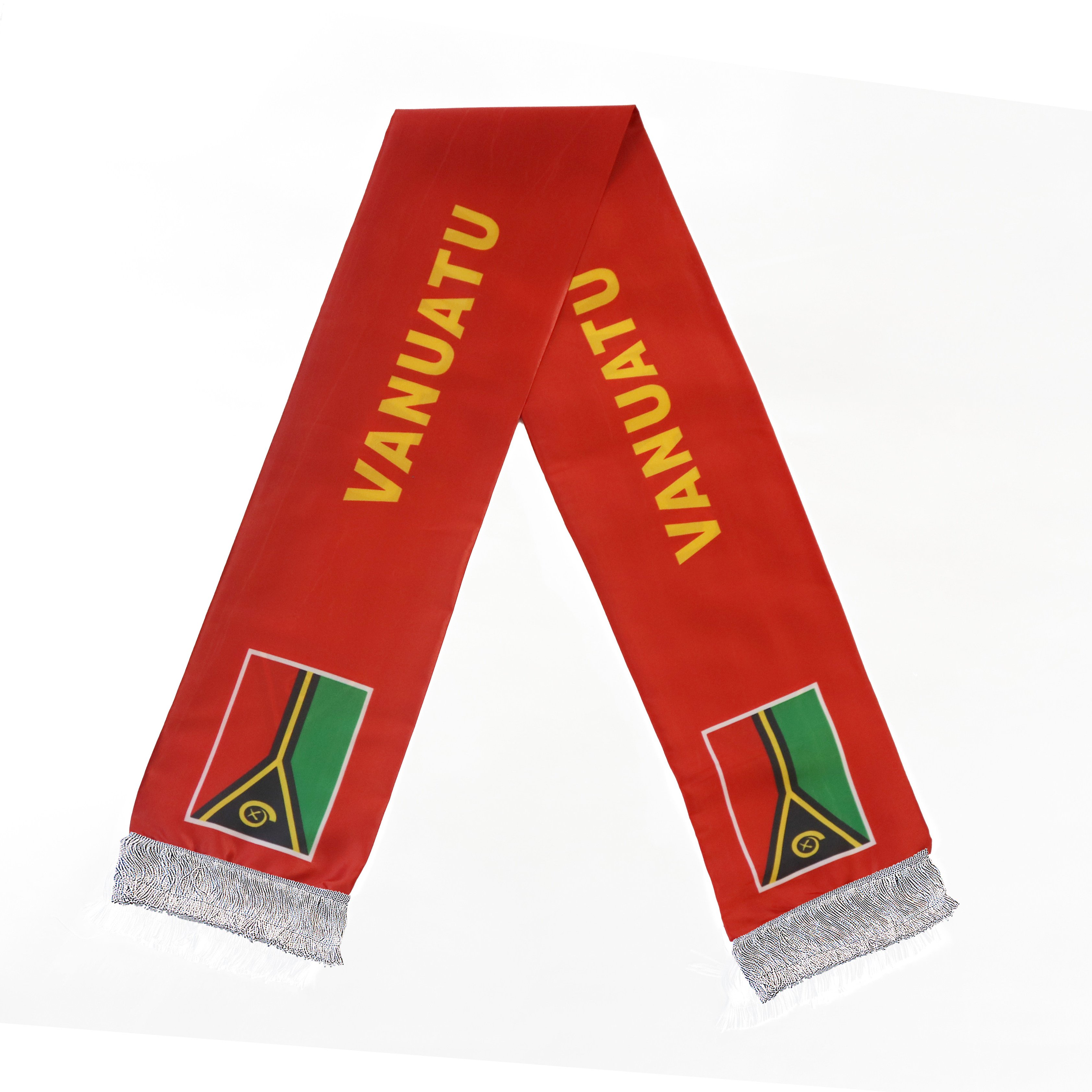 Wholesale Custom Football Cheering Products Fans National Flag Tassel Scarves Shawl Vanuatu Flag Scarf