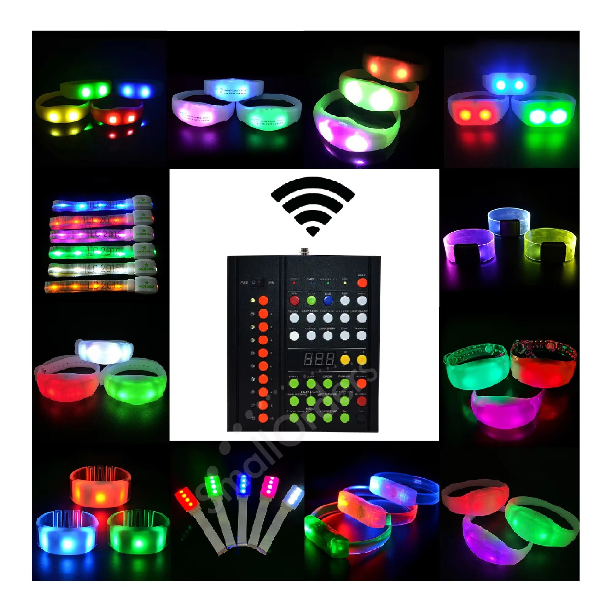 Remote LED Bracelet Wedding Decoration Custom LOGO Light up Party LED Bracelets DMX Controlled LED Wristbands Factory