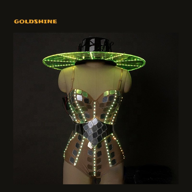 LED glowing woman clothing led costume stage jacket dancer suit led light costume for stage dj disco dancing for dance