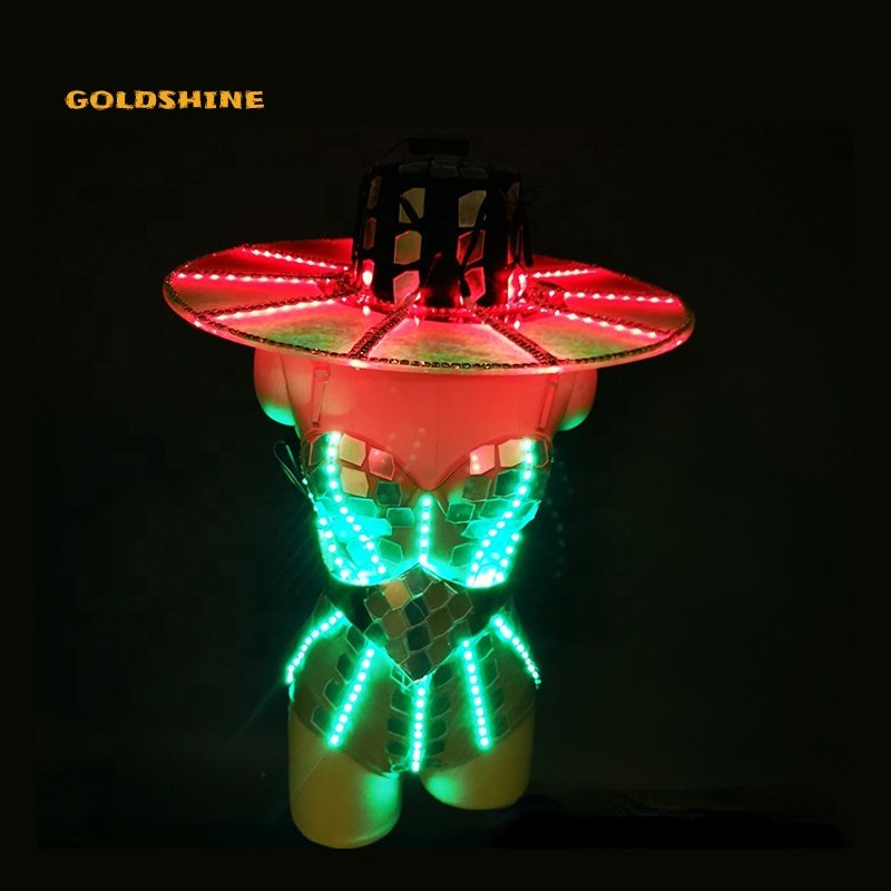 LED glowing woman clothing led costume stage jacket dancer suit led light costume for stage dj disco dancing for dance