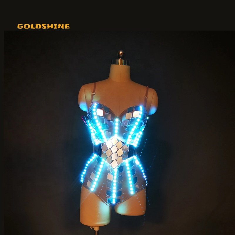 LED glowing woman clothing led costume stage jacket dancer suit led light costume for stage dj disco dancing for dance
