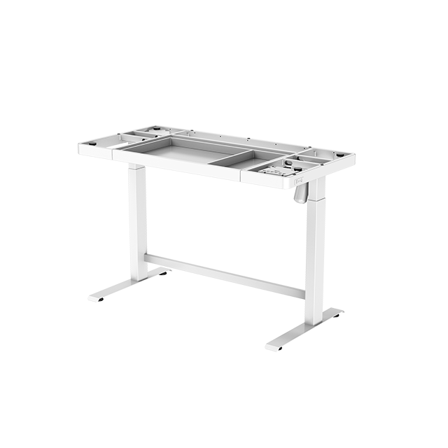 JIECANG tempered glass top electric height adjustable PC sit stand desk table with drawers