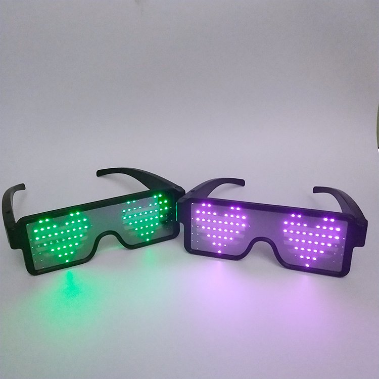 New Product Custom Logo color Programmable LED Luminous Animation Rechargeable USB message led Glasses For Party