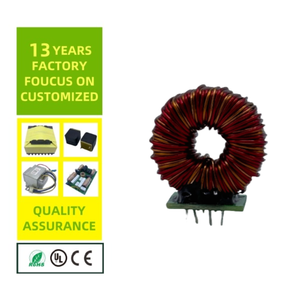 Factory supply Customized 220V 50Hz Ferrite Core Toroidal Inductor Common Mode Choke Coil Filter Ingot inductors