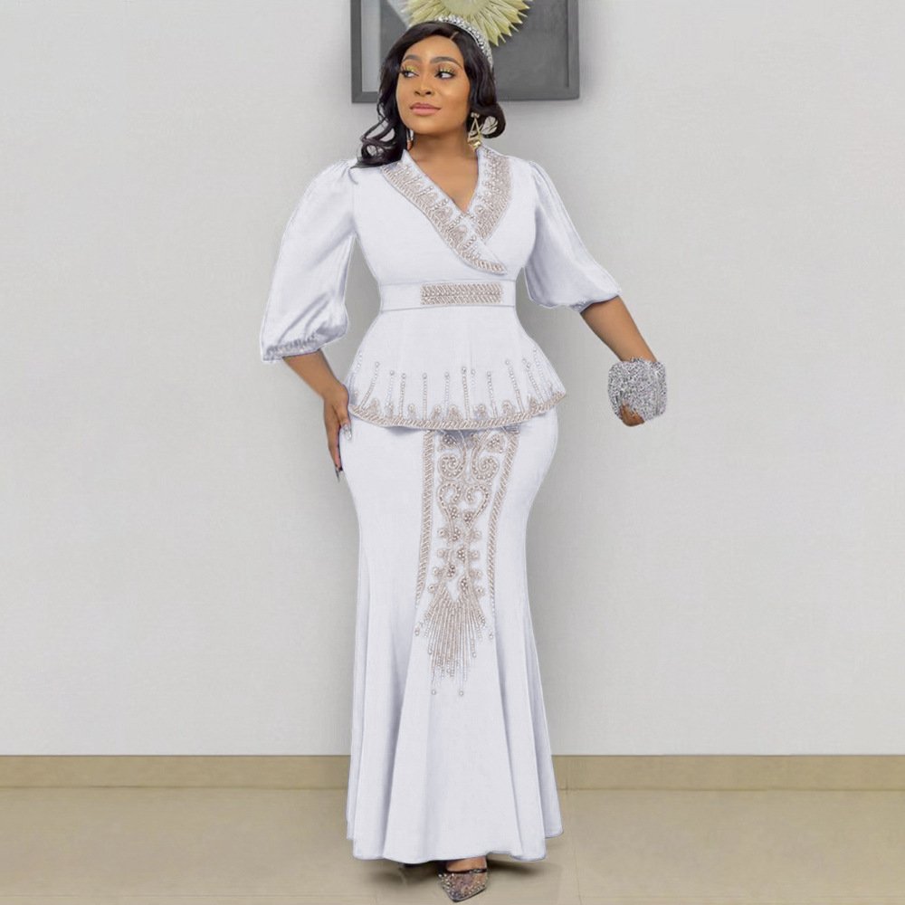 2023 Hot Sale Turkey Plus Size Latest Ladies Elegant Formal Office Wear Dresses For Turkey Women Coat Long Dress Two Piece Set