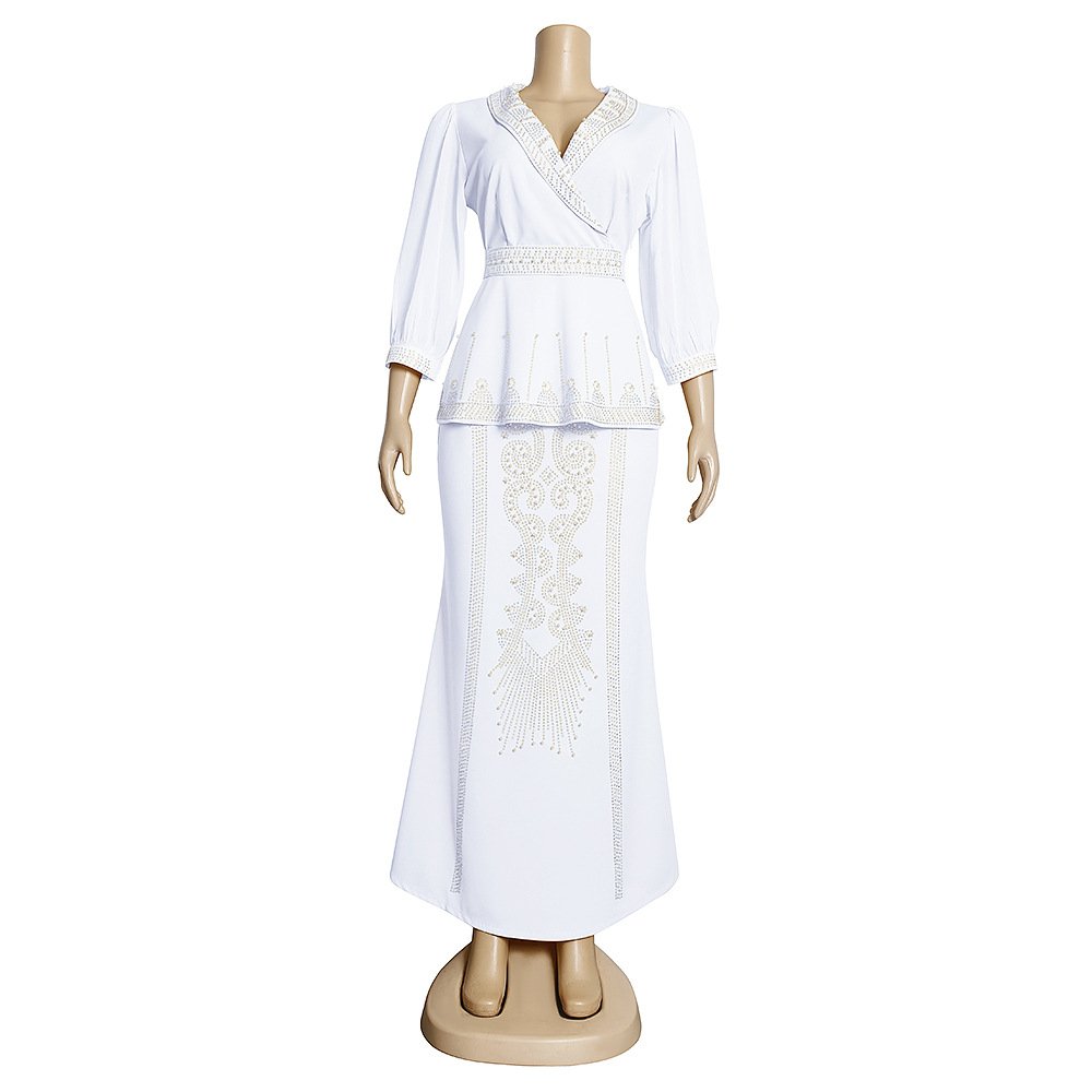 2023 Hot Sale Turkey Plus Size Latest Ladies Elegant Formal Office Wear Dresses For Turkey Women Coat Long Dress Two Piece Set