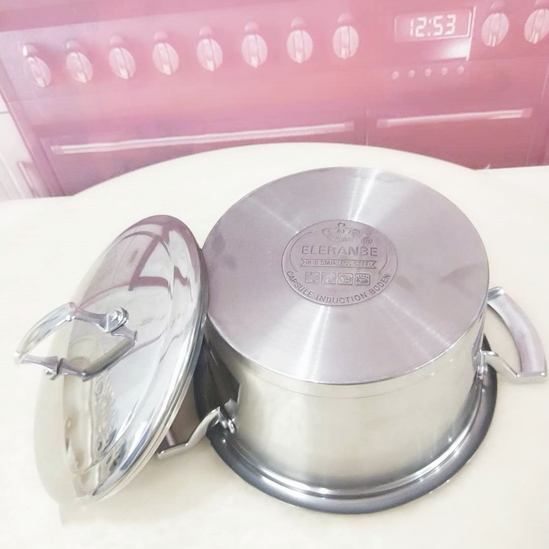 Wholesale ELERANBE 6pcs stainless steel pots set double bottom set of cooking pot cookware sets