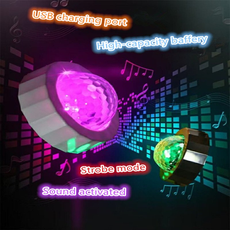 Decor Atmosphere Light Disco Ball Light Music Sound Activated LED Party Light Portable Stage DJ Lamp RGB Mini Christmas Party 3W