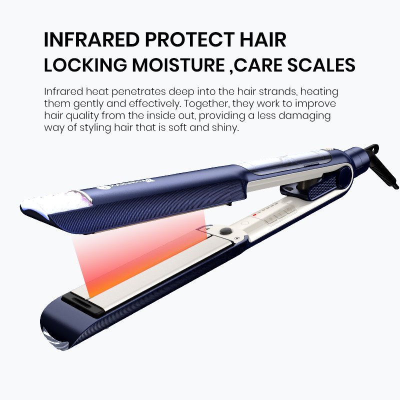 Professional Tourmaline Ceramic Strong Steampod Style Steam and Infrared Hair Straightener Flat Iron Plancha Para el Cabello