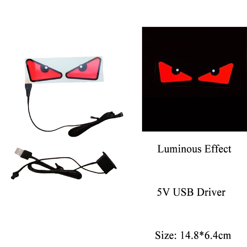 Night Vision Warning Stickers devil eye EL Product Enthusiasts popular car decoration led glowing car sticker LED
