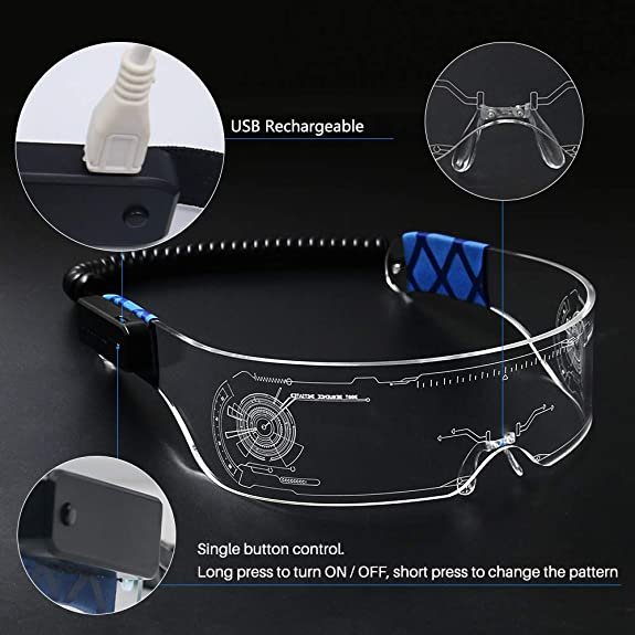 Nicro El Wire Party Luminous Halloween Decoration Costume Party Supplies Decoration Led Glasses Light Up DJ