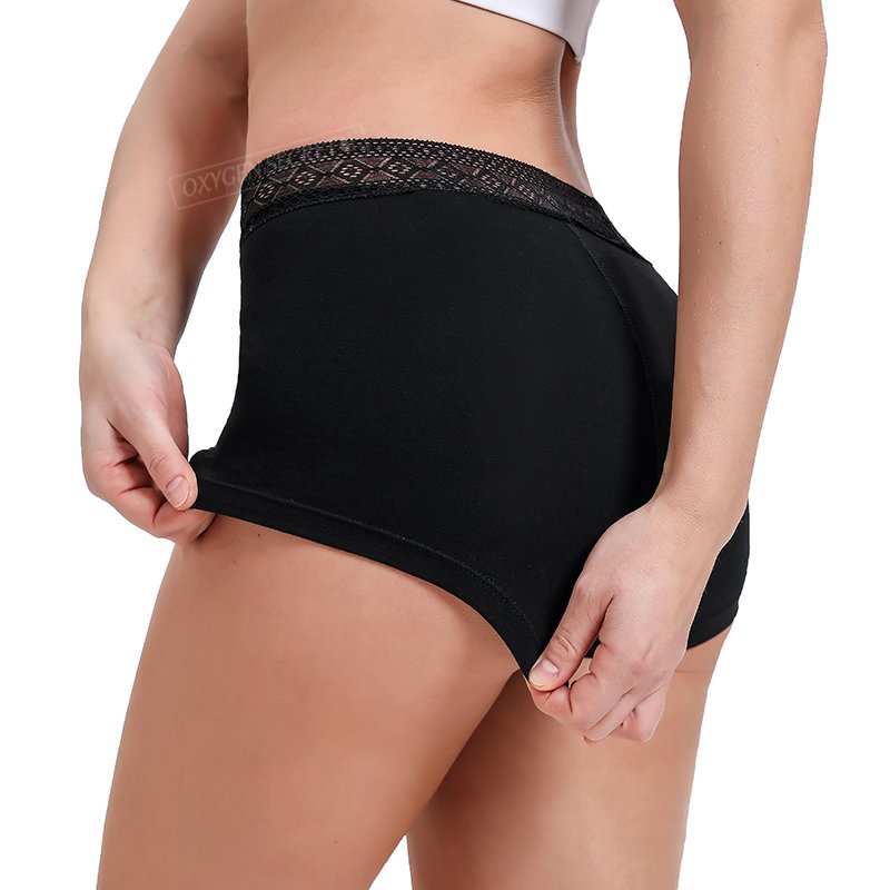 OXYGEN SECRET Calsones Menstruales Physiological Menstrual 4 Layers Boy Shorts Lace Leak Proof Underpants For Menstruation Women