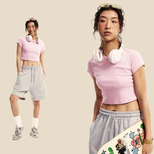 Custom Logo Raglan Sleeve Women's Cropped T-Shirts Contrast Short Sleeve Crop Tops Tees